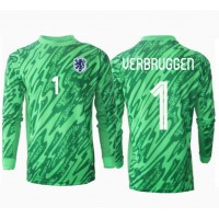 Camiseta Países Bajos Bart Verbruggen #1 Portero Primera Equipación Eurocopa 2024 manga larga
